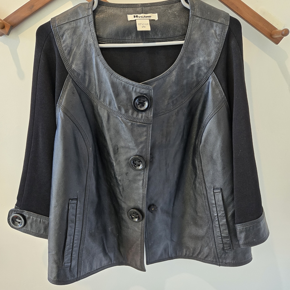 Per Se Black and Gray Leather Jacket